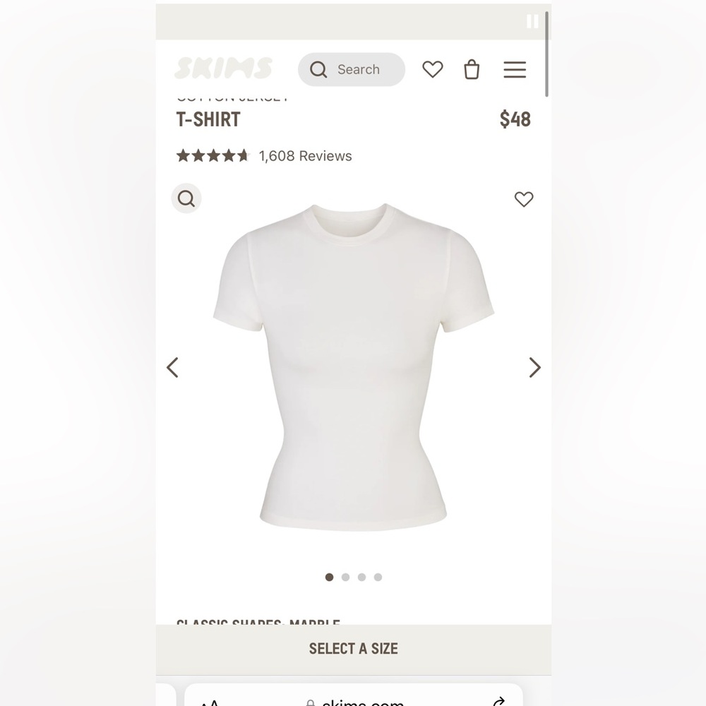 skims short sleeve cotton top WITH TAGS